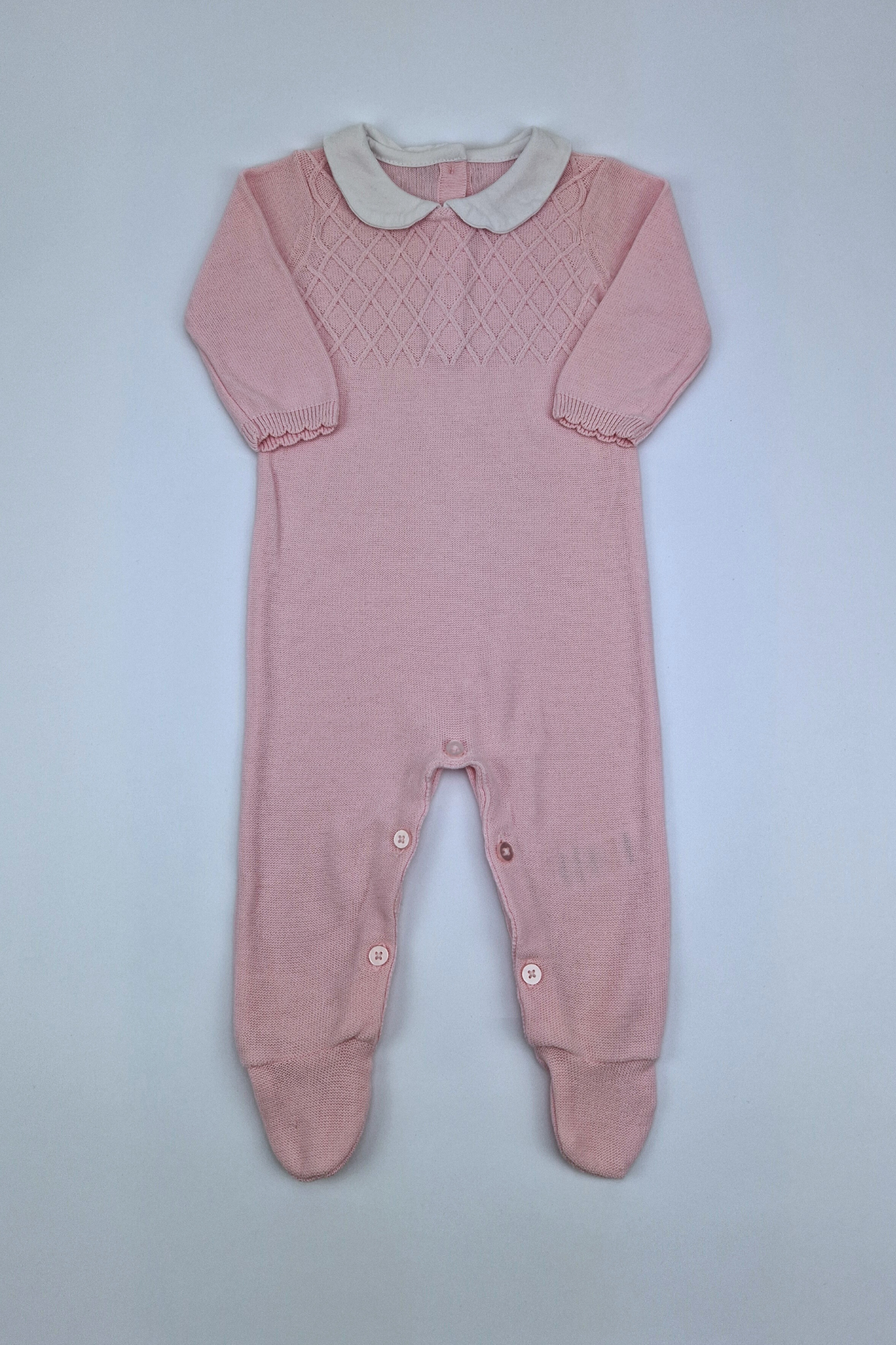 0-3m Cable Knit All-In-One Babygrow