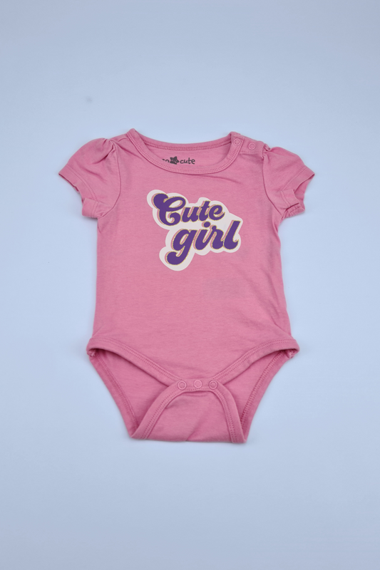 0-3m 'Cute Girl' Pink Bodysuit