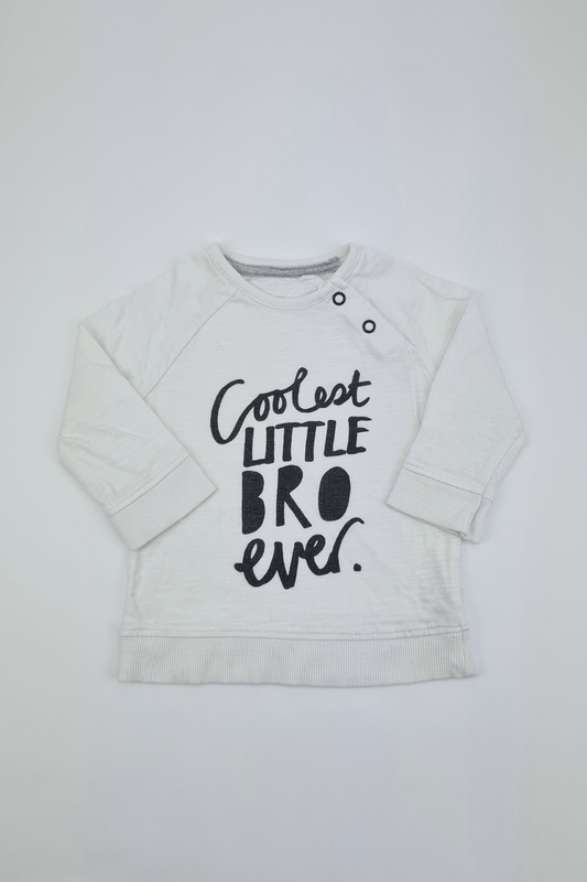 3–6 m – Pullover „Coolest Little Bro Ever“.