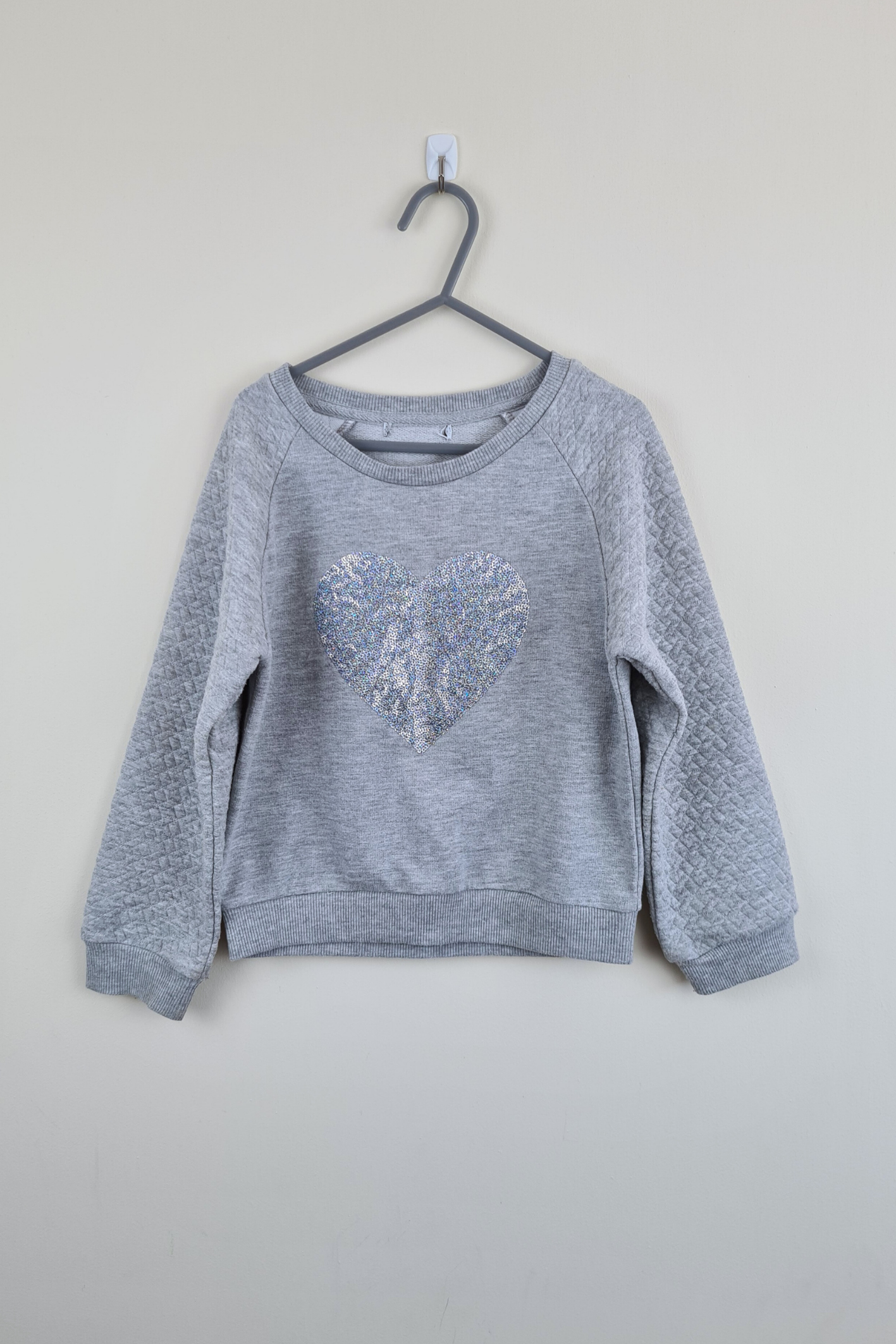 6y - Silver Heart Grey Sweatshirt (Next)