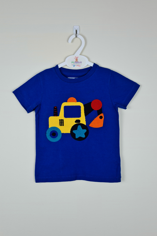 18-24m - Vehicle Embroidered Blue T-shirt (Next)