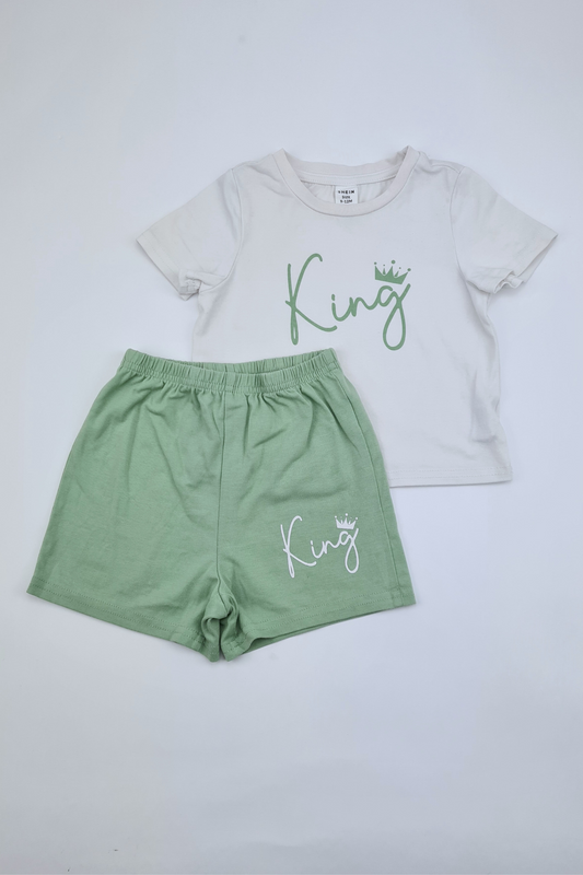 9-12m - Crown & Letter Graphic Tee & Shorts (Shein)