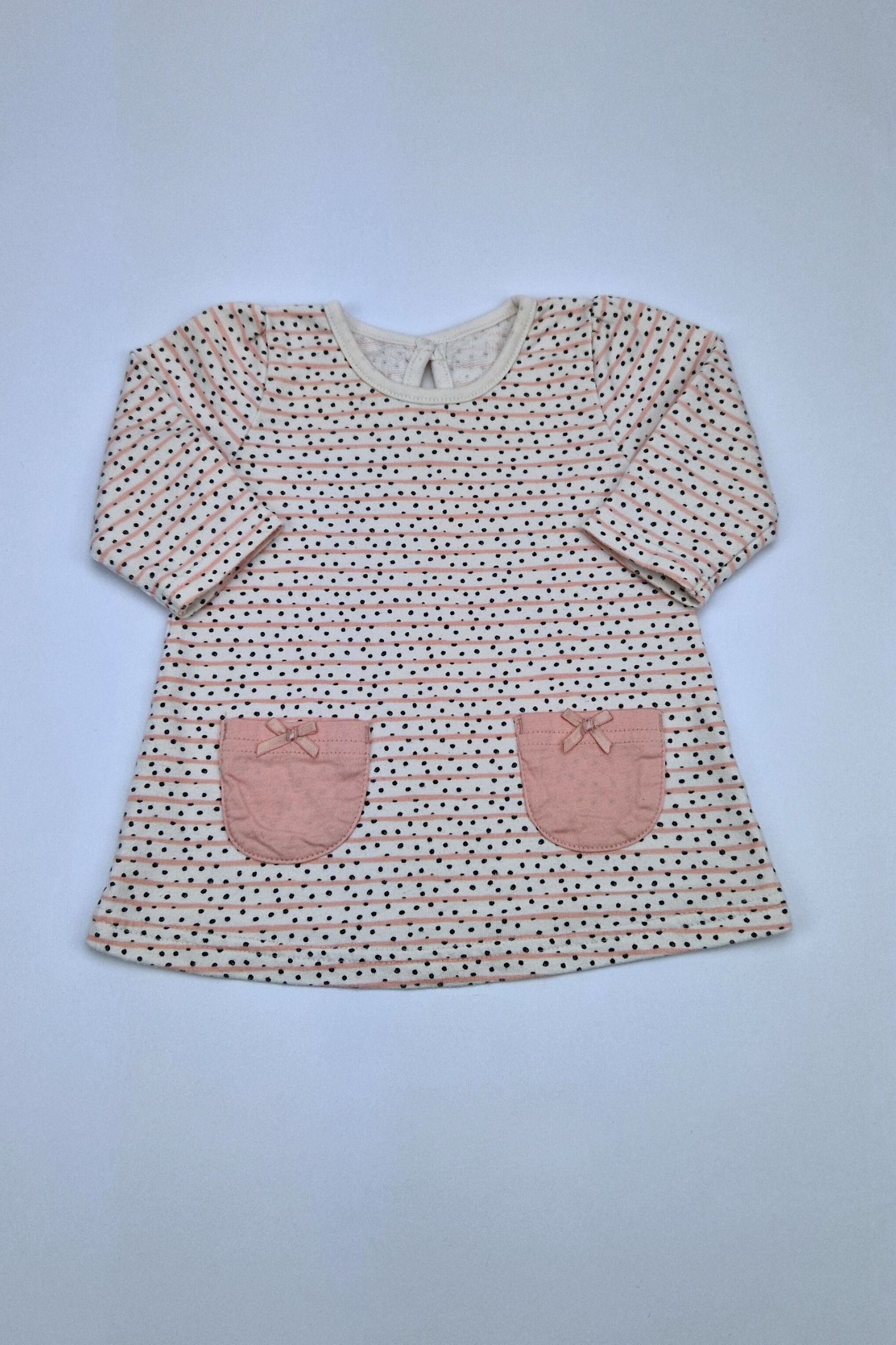 0-3m Pink Striped Spotty Top