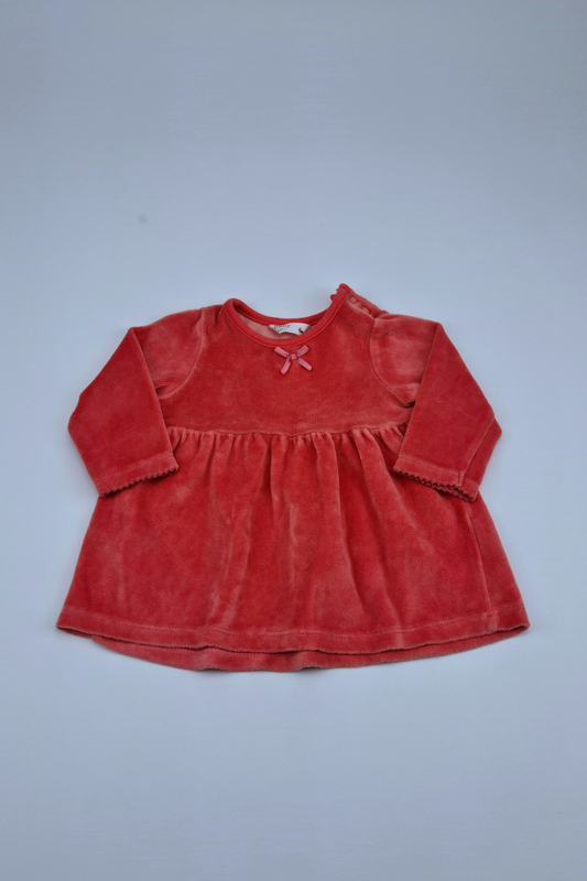 0-3m Velour Peplum Crew Neck Top