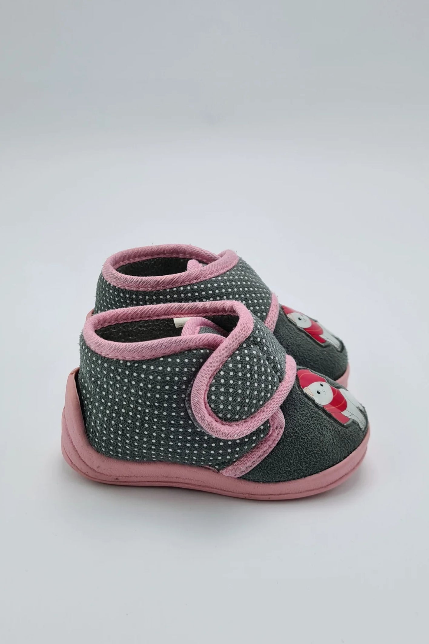 Taille 4 - Chaussons Velours Rose &amp; Gris