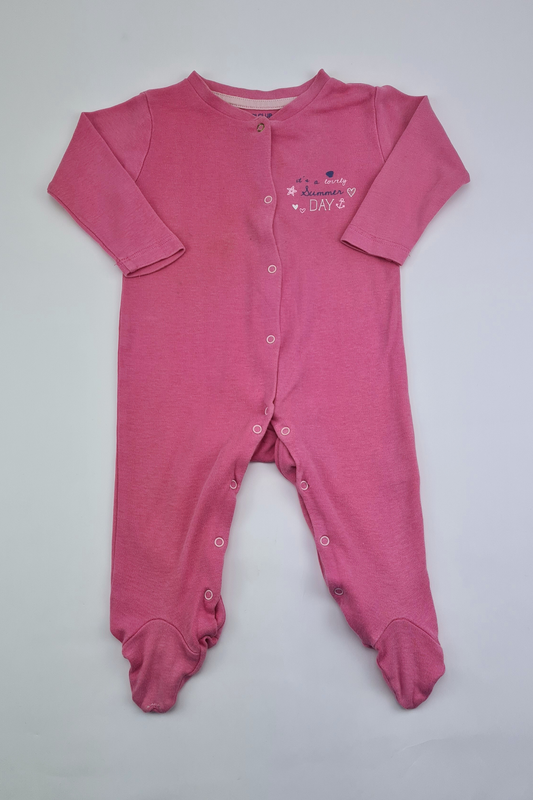 3-6m - 'Lovely Summer Day' Pink Sleepsuit 