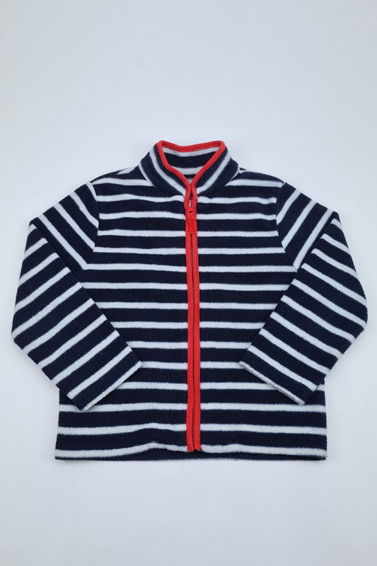 3-4y Mothercare Grey Striped Fleece jumper