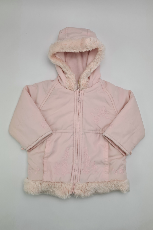 9-12m - Pink Hooded Coat (Little Bundle)