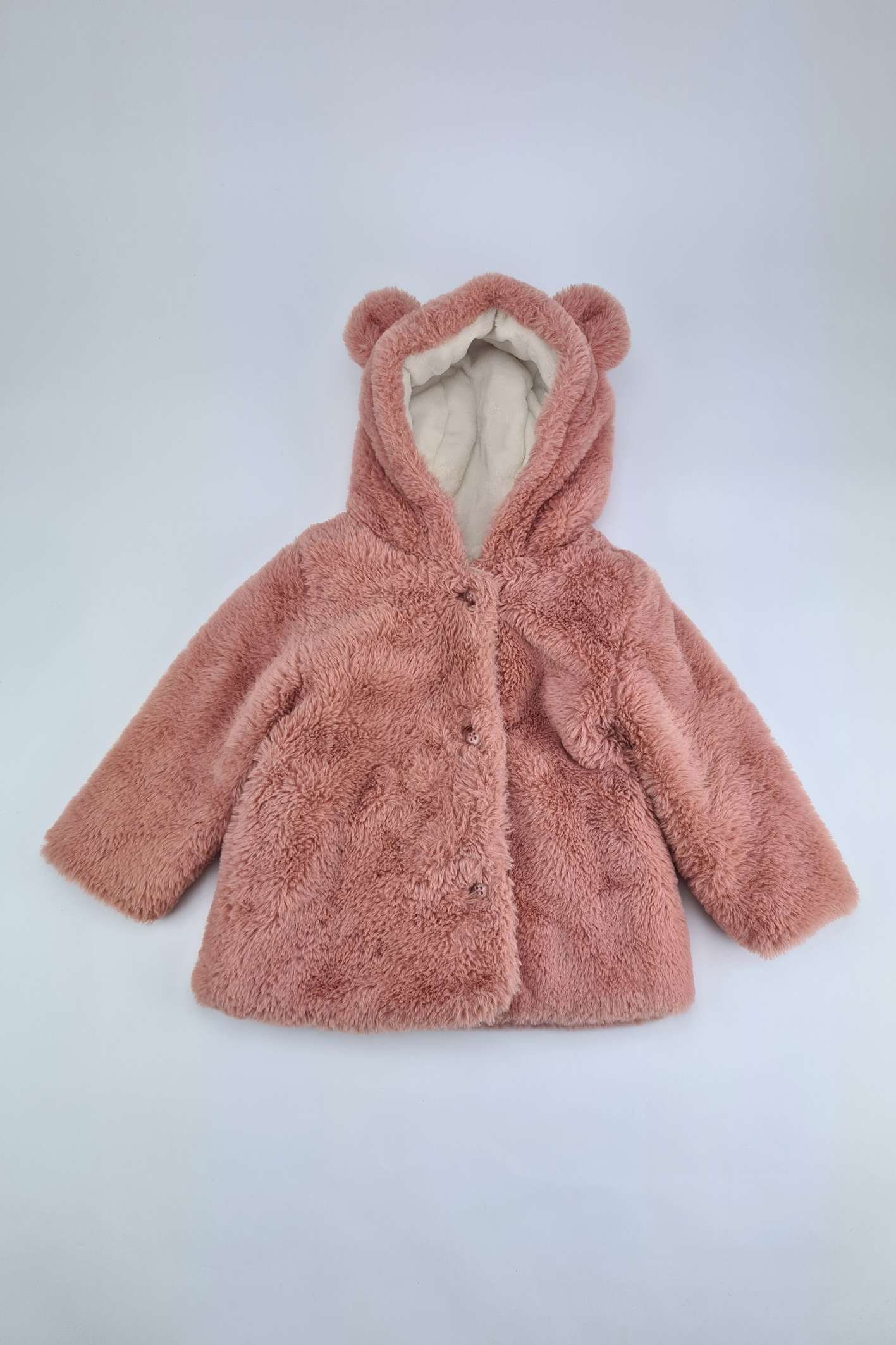 12-18m - Pink Teddy Bear Ears Coat (Nutmeg)