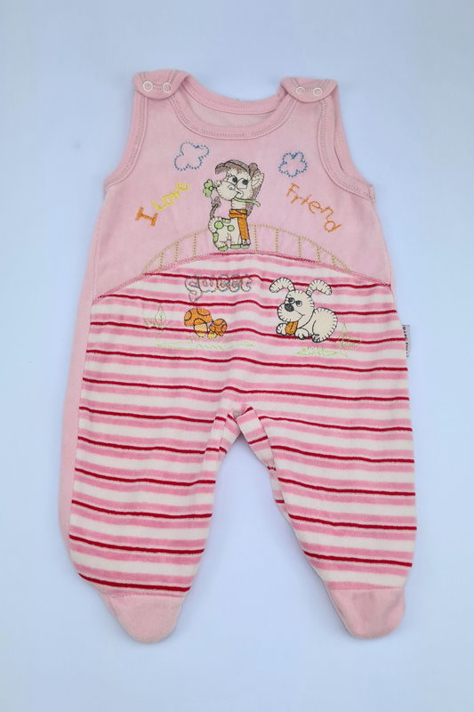 0-3m 'I Love My Friend' Footie Romper