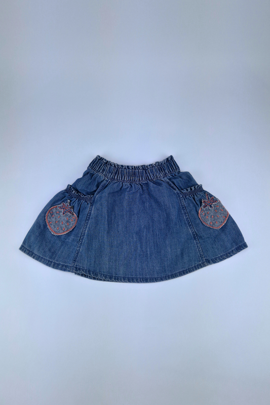 12-18m Strawberry Applique Denim Skirt