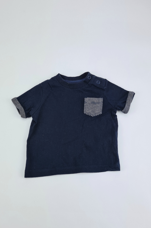 Newborn - 10lbs/4.5kg Navy Blue Shortsleeve T-shirt 