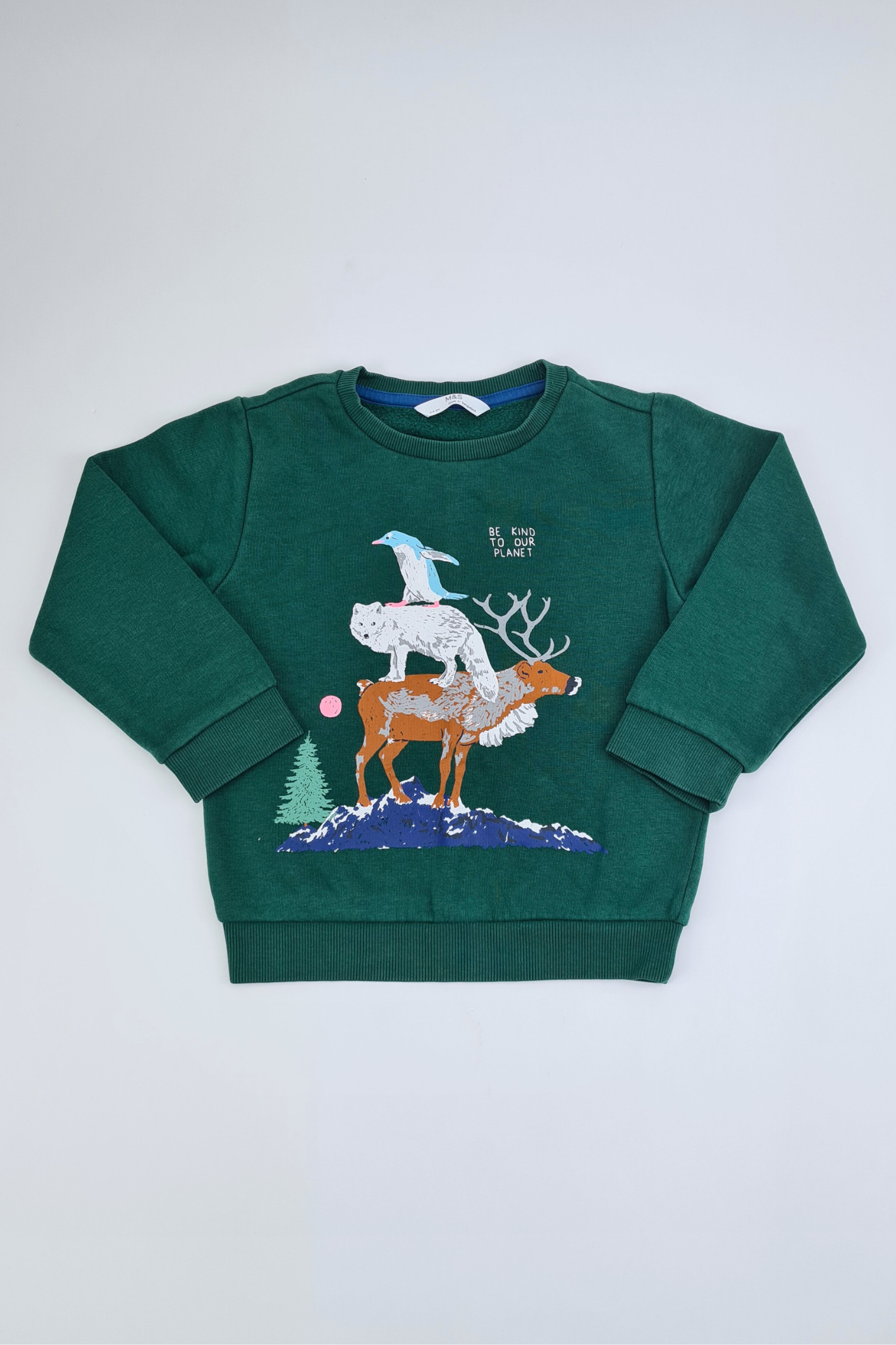 3-4y - Cotton Rich Animal Stack Sweatshirt (M&S)