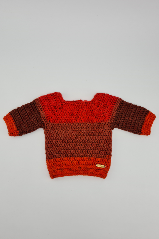 0-3m Crochet Fairy's Autumn Color Block Sweater