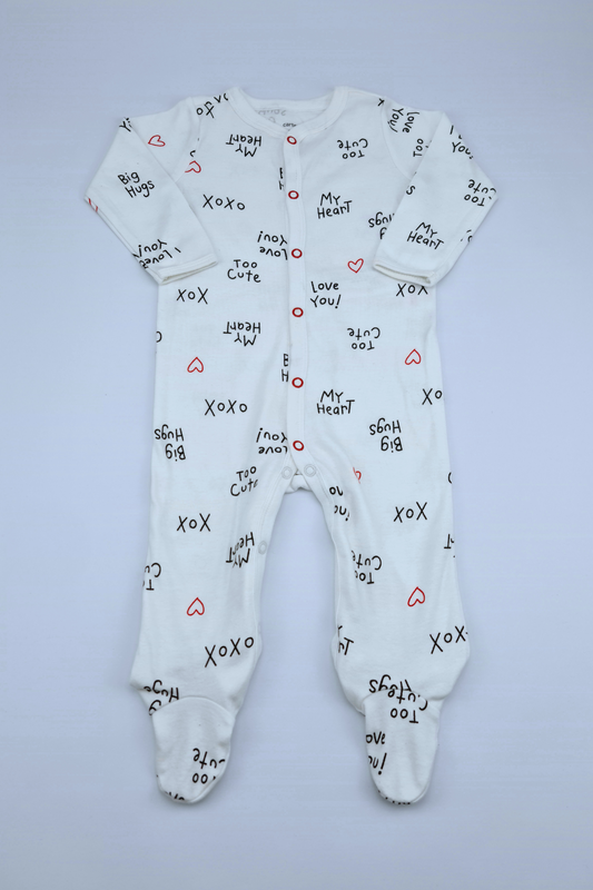 9-12m 'Too Cute' White Sleepsuit