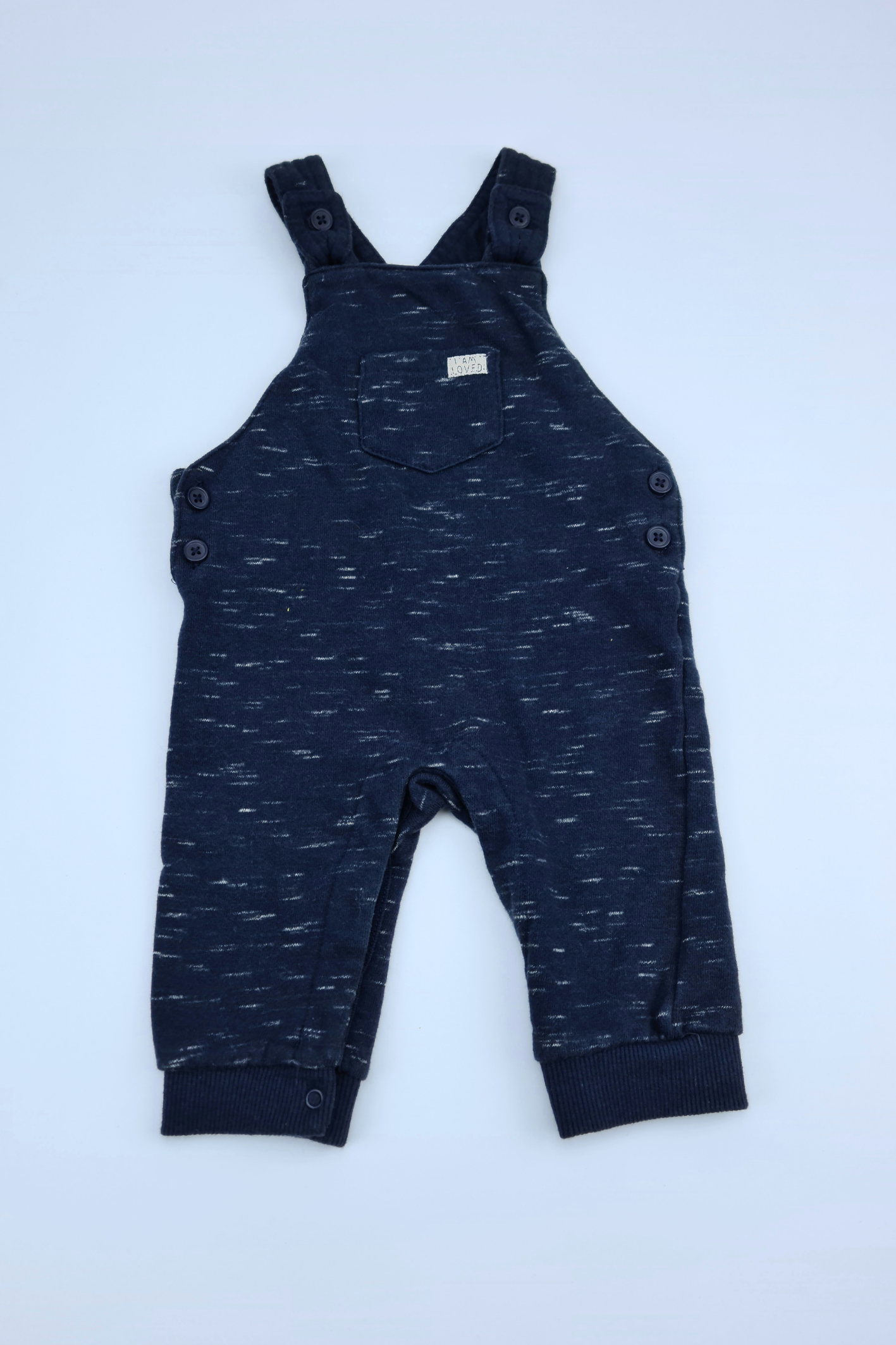 3-6m Navy Mottled Dungarees