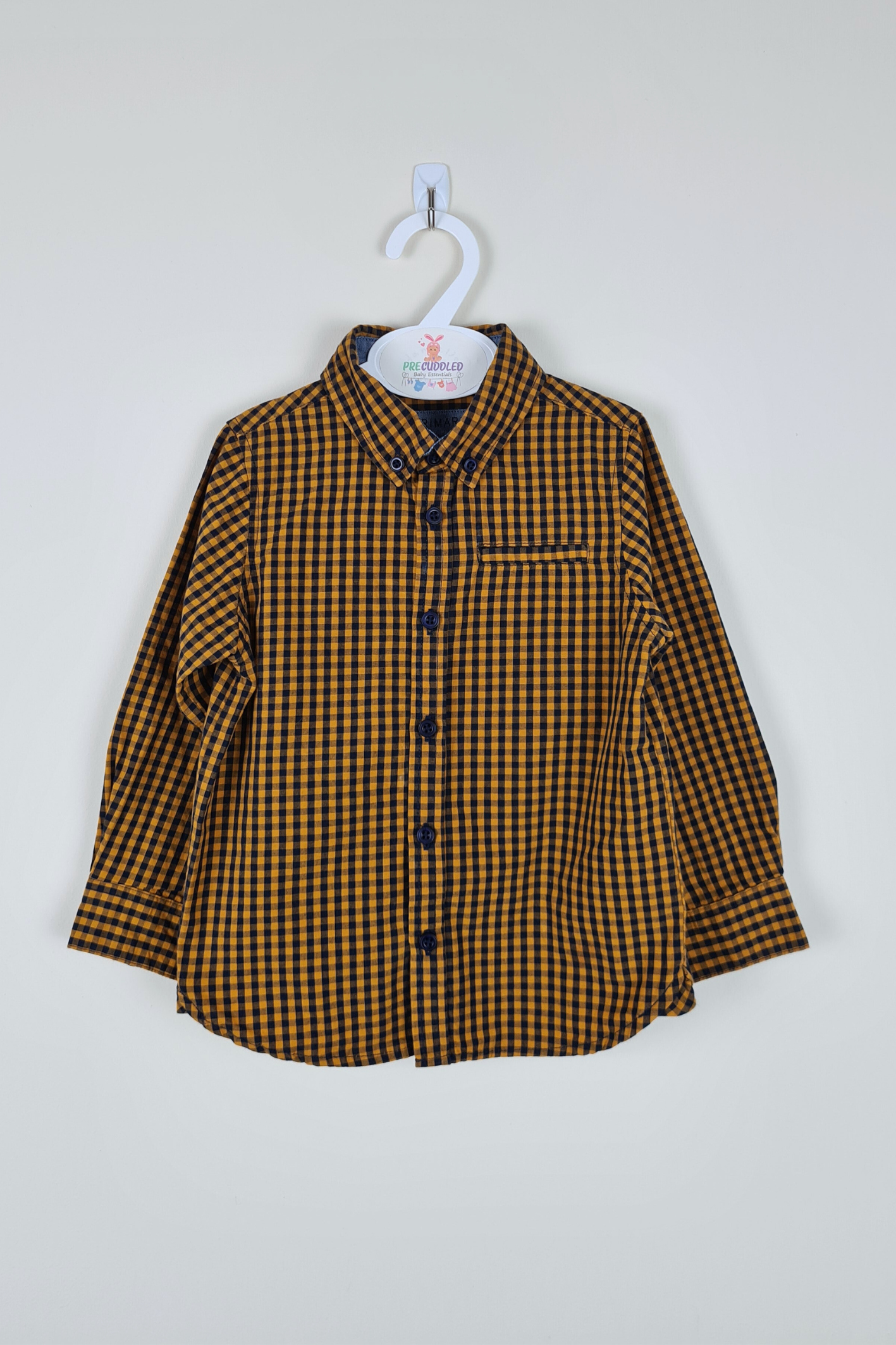 18-24m - 100% Cotton Yellow Check Button-Up Shirt (Primark)


