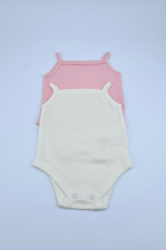 0-3m Pink & White Bodysuit Vest