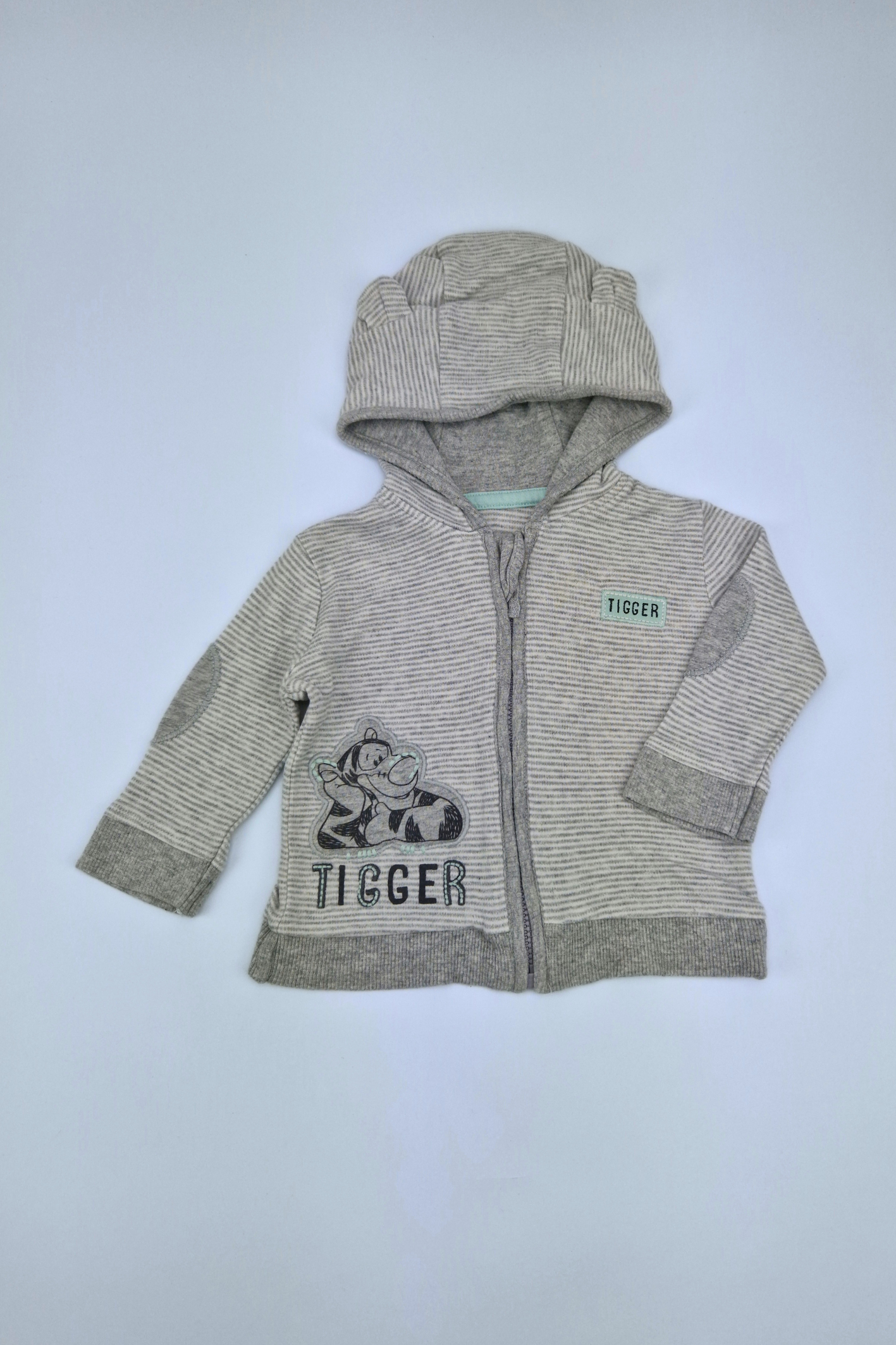 0-3m Grey Striped Hoodie