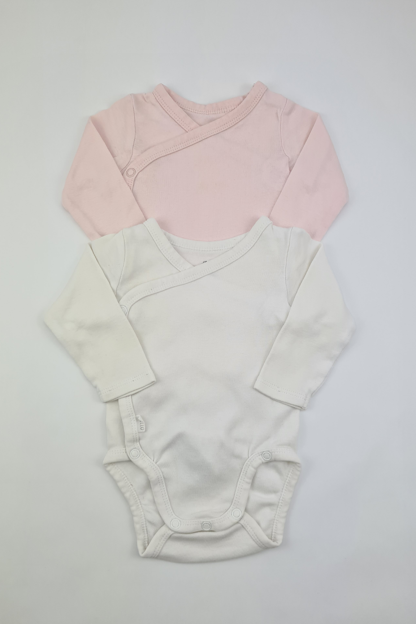 0-3m - Whitr & Pink Wrapover Bodysuit Set (H&M)