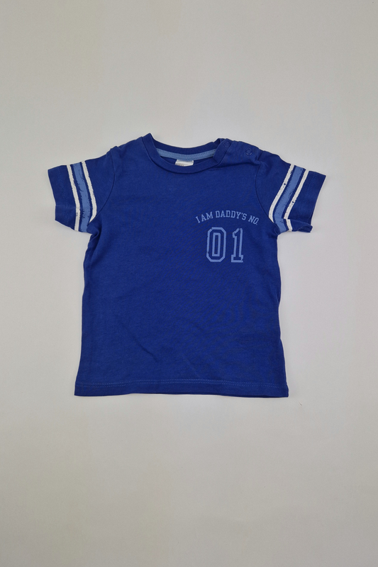 3–6 Monate – blaues T-Shirt „I AM DADDYS NO.1“ (H&amp;M)