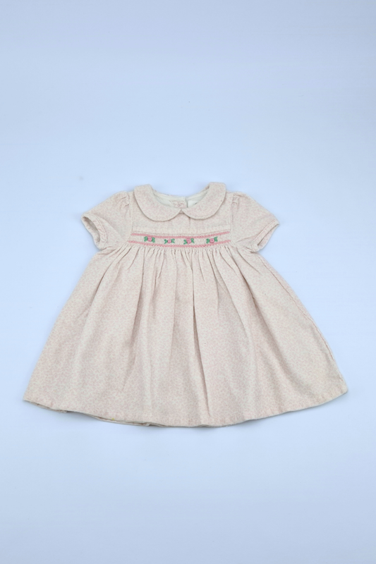 0-3m Floral Embroidered Collared Dress