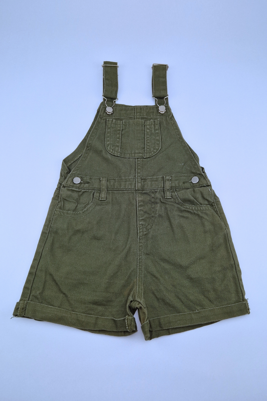 6 Years Green Denim Dungaree Shorts