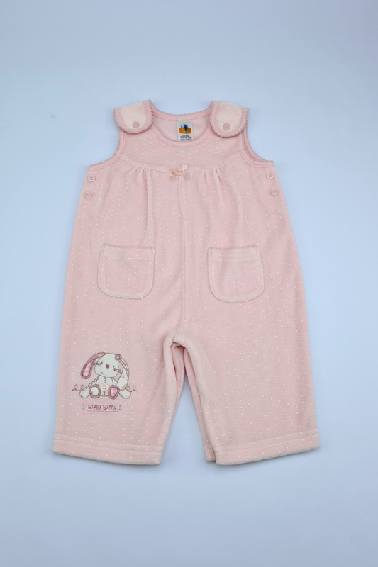 0-3m Happy Bunny Pink Velour Romper