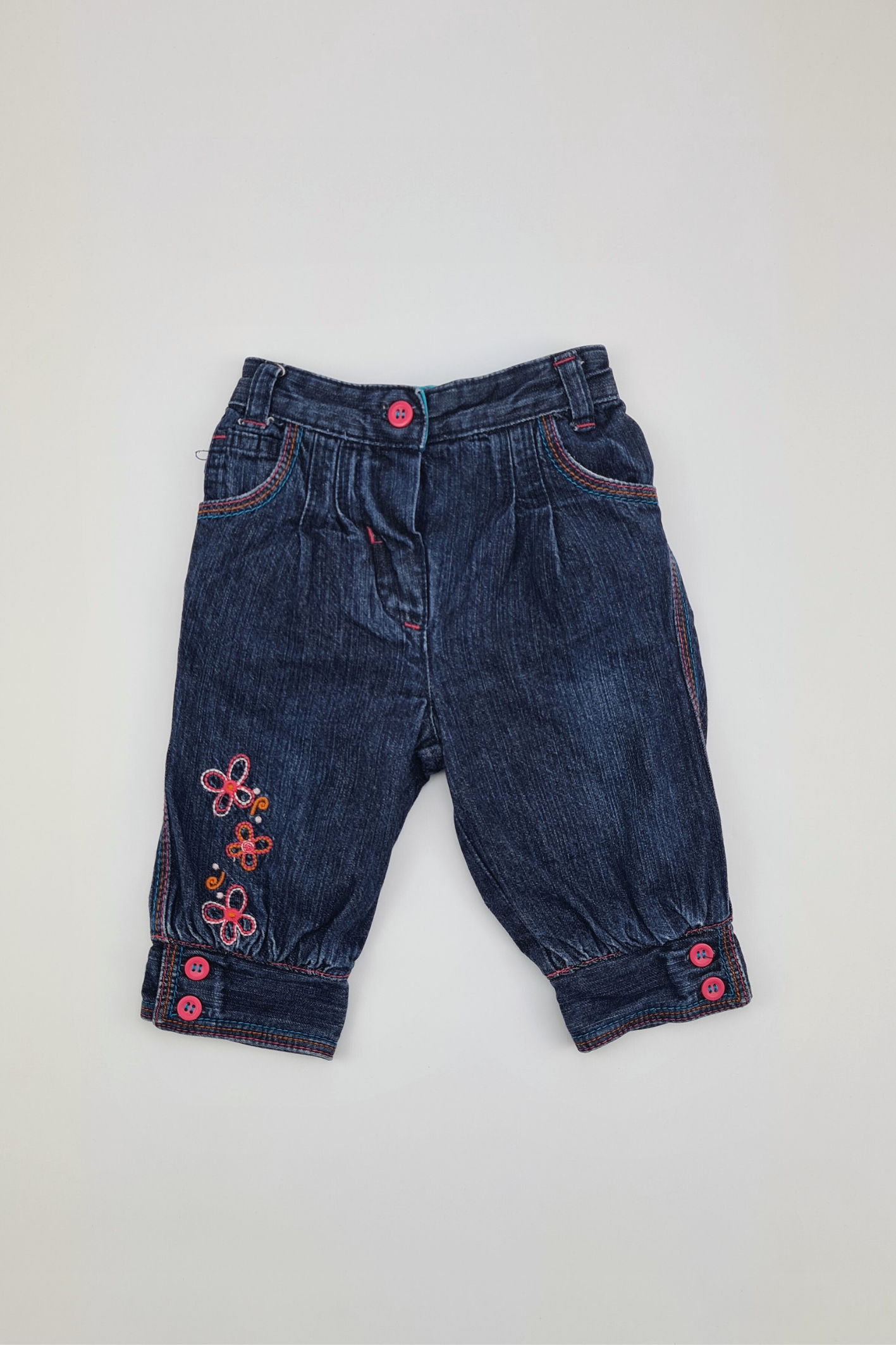 3-6m - Pink & Dark Blue Denim Jeans ( Mini Club)