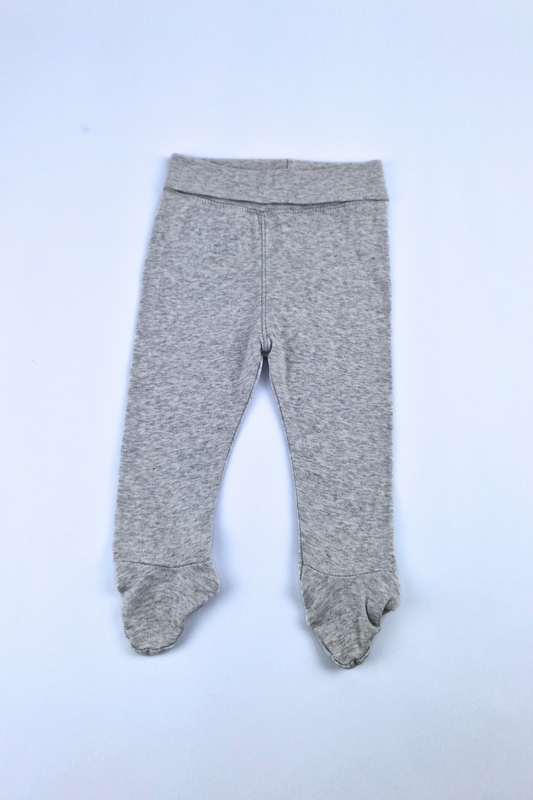 0-3m Grey Cotton Footie Jogger