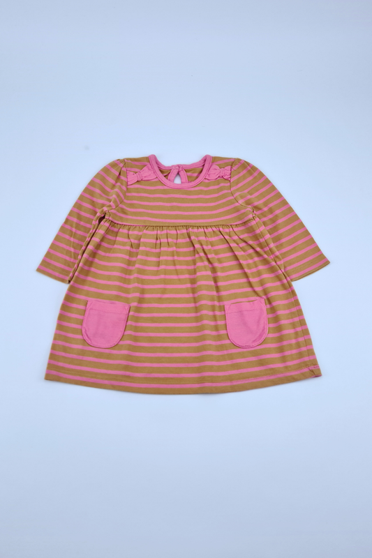 0-3m Pink Striped Dress