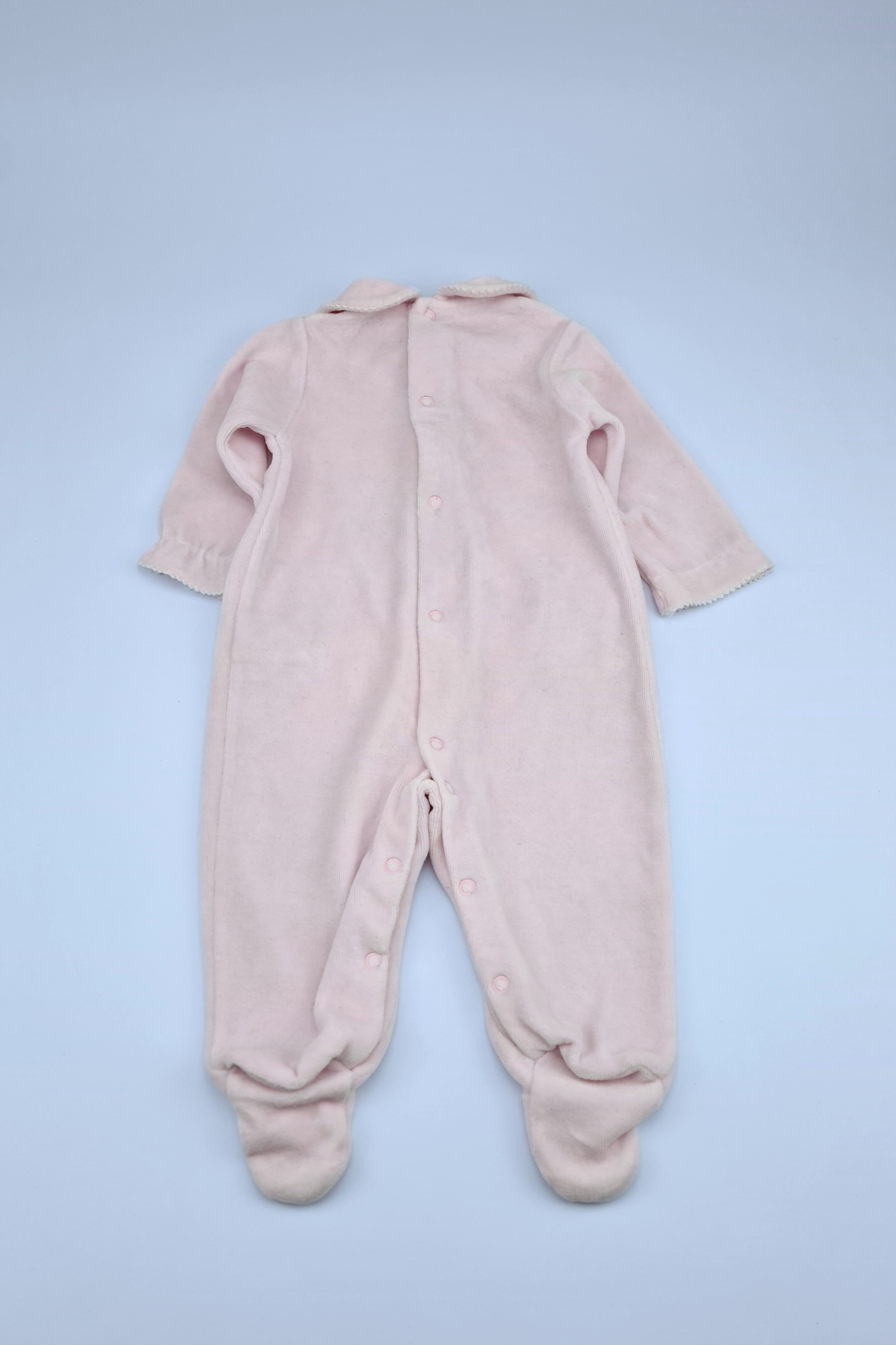 0-3m Pink Velour One Piece Baby Grow