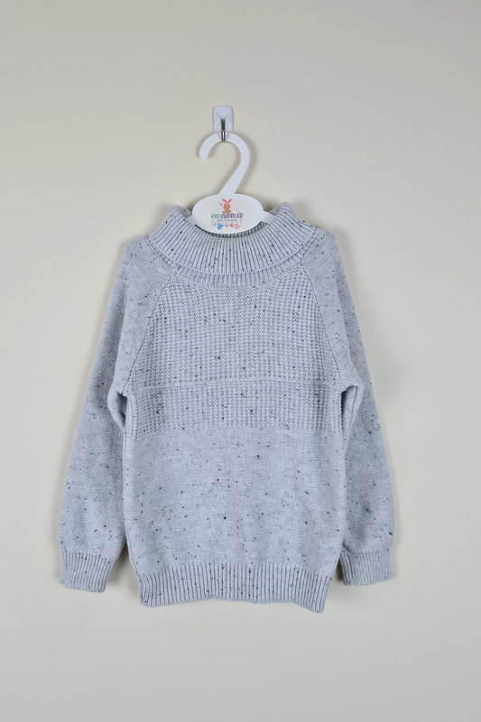 18-24 mois - Pull col roulé en tricot gris