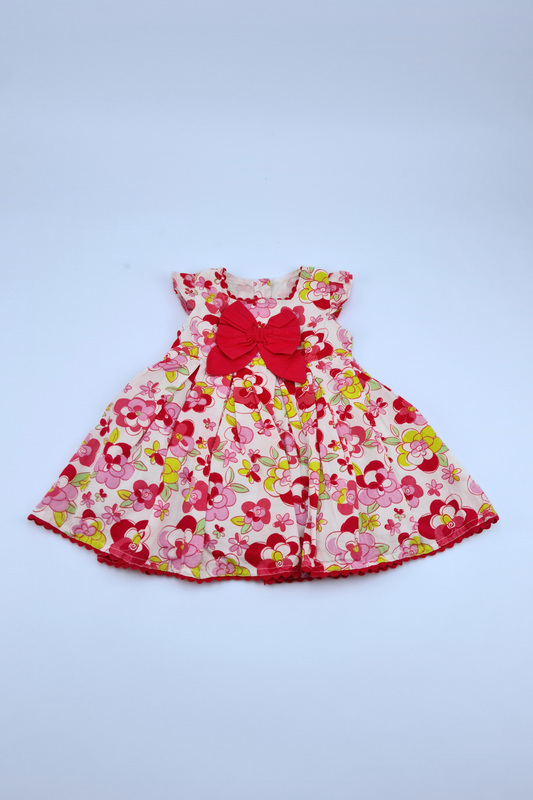 0-3m Red Floral Print Dress