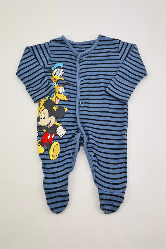 Newborn - 10 lbs Mickey And Friends Stripe Sleepsuit (George)