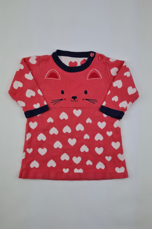 - Heart Print Kitten Jumper Dress