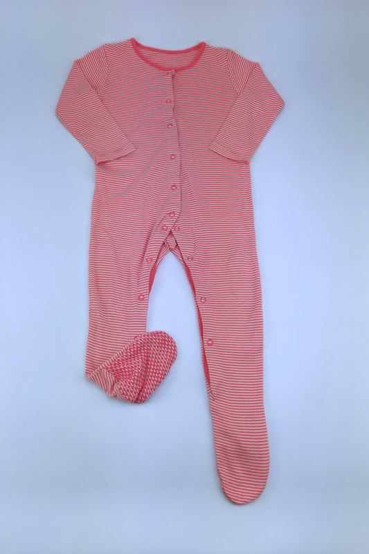 12-18m Pink & White Striped Sleepsuit