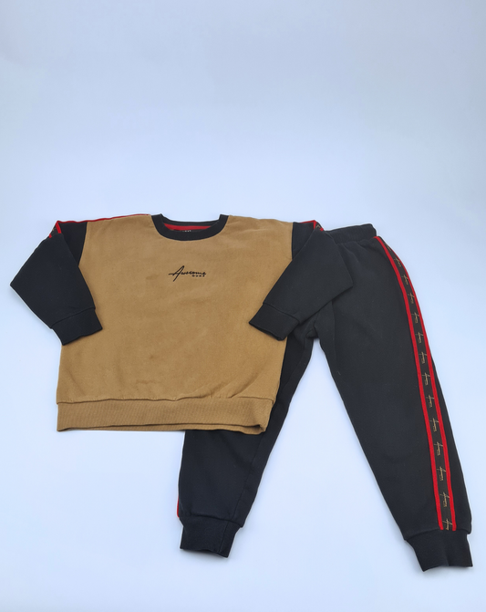 5-6 Years Next 'Awesome Dude' Colour Block Sweatshirt & Jogger Set