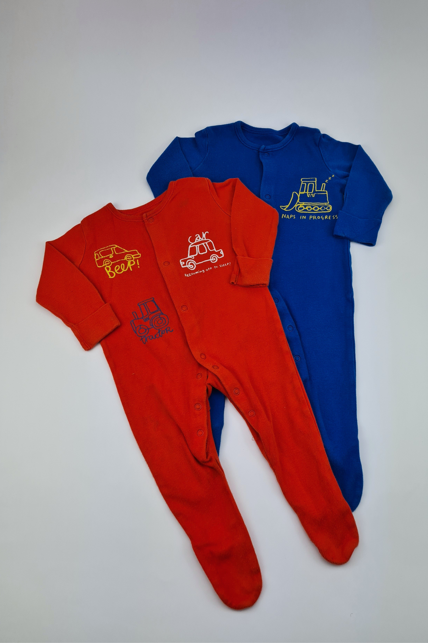 6-9m - Red & Blue Character Print Sleepsuit Bundle (MessyDays)