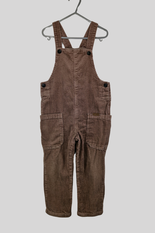 4-5Y Brown Corduroy Long Dungaree 