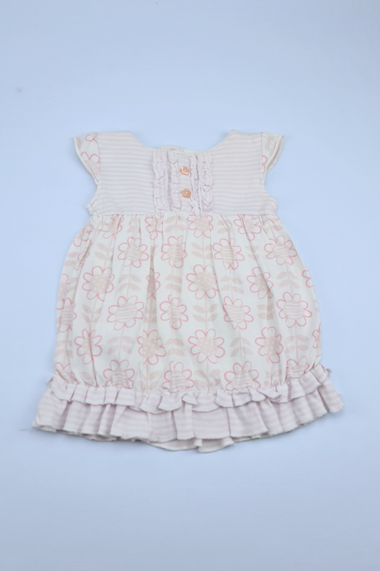 0-3m Pink Floral 2-In-One Dress