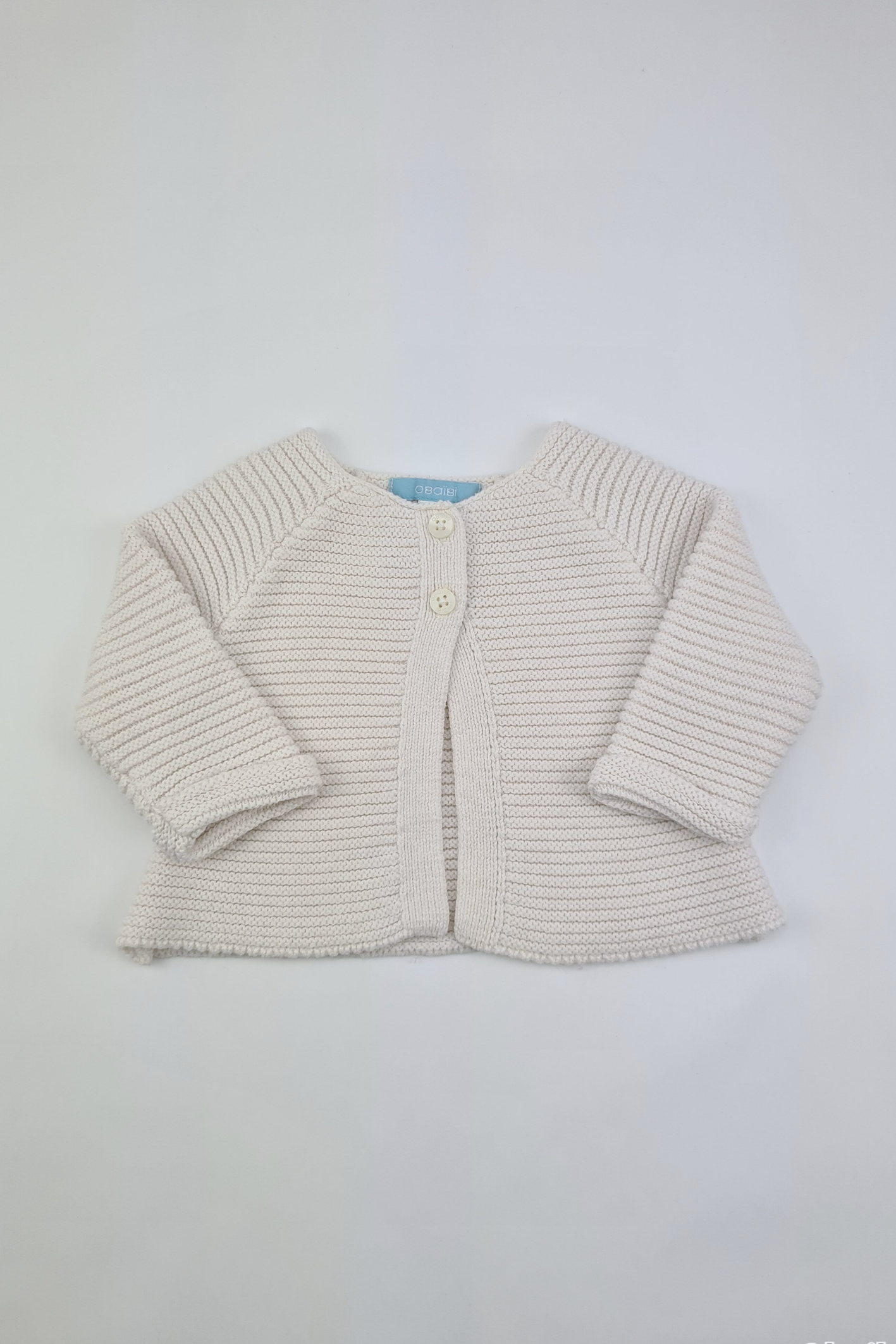 0-3m - White Knitted Cardigan (Obaibi)