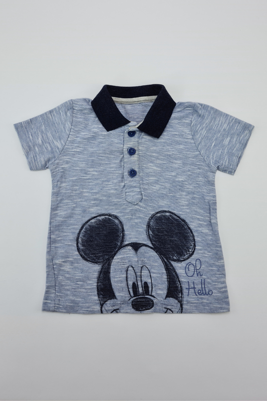 3-6 mois - Polo bleu Mickey Mouse (Disney)