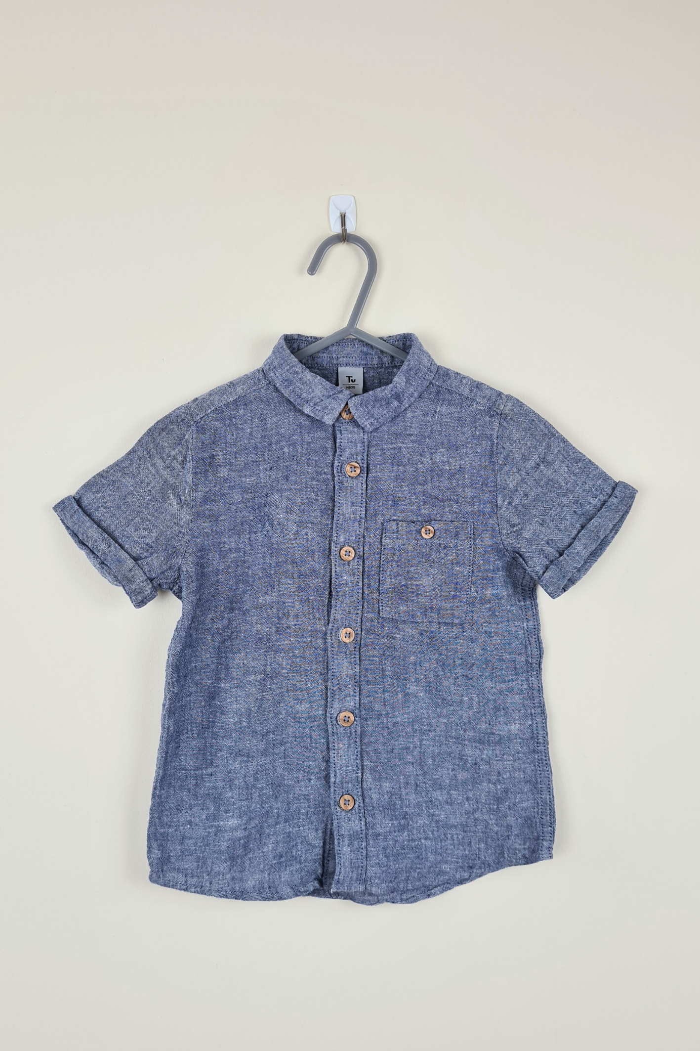 4y - Blue Chambray Linen Rich Shirt (Tu)