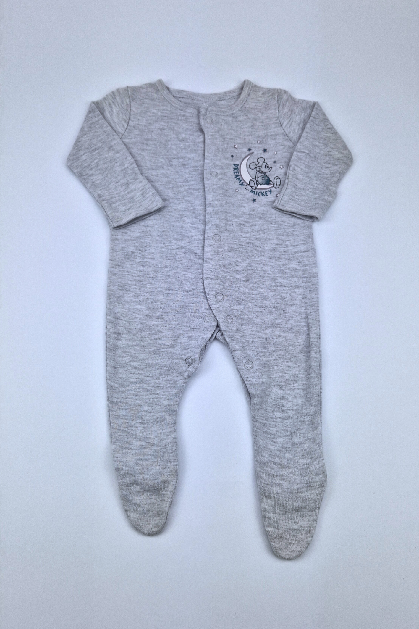 0-3m Grey Cotton Sleepsuit