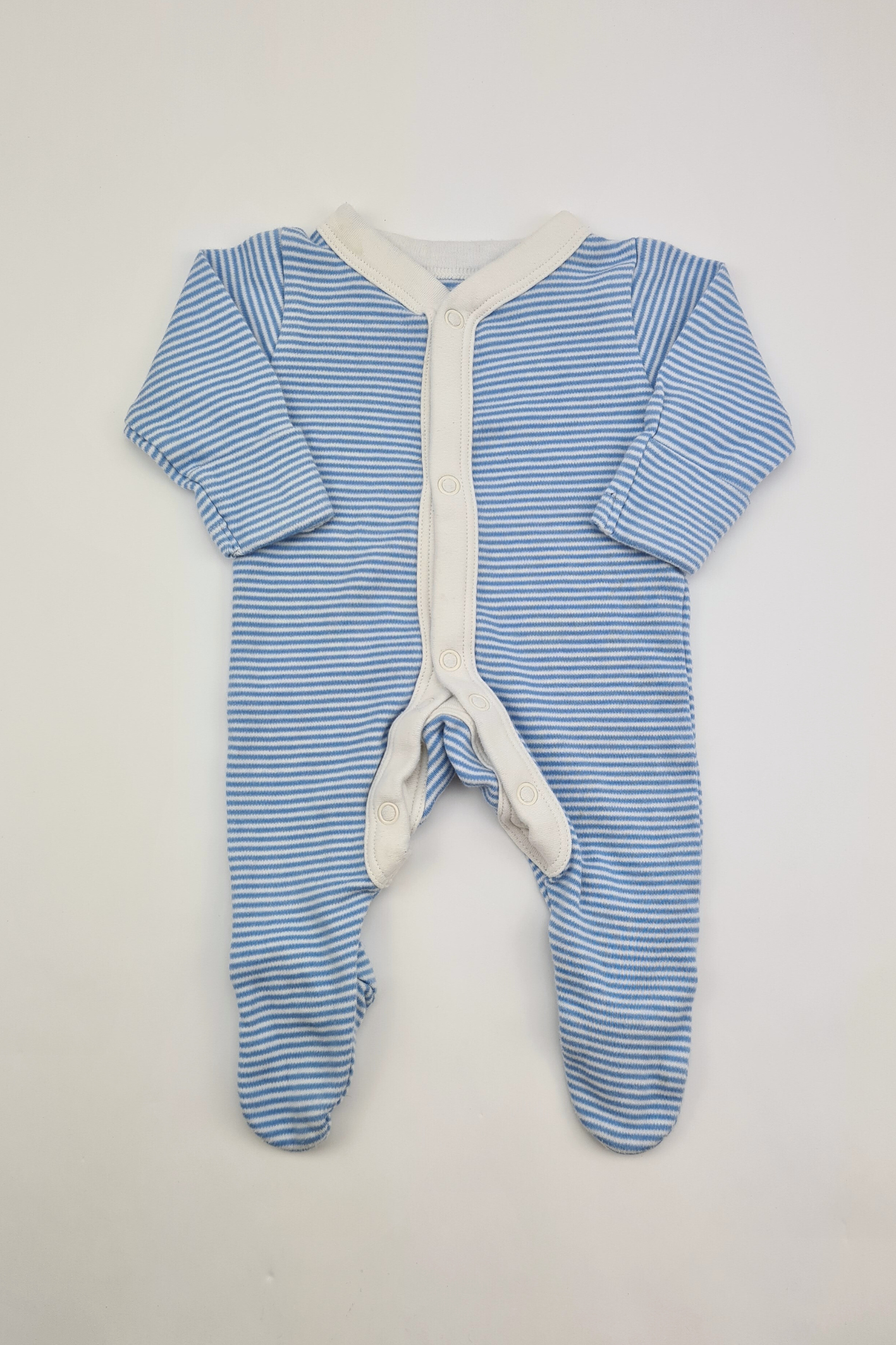 Newborn - 7.5 lbs Blue Stripe Sleepsuit (M&S)