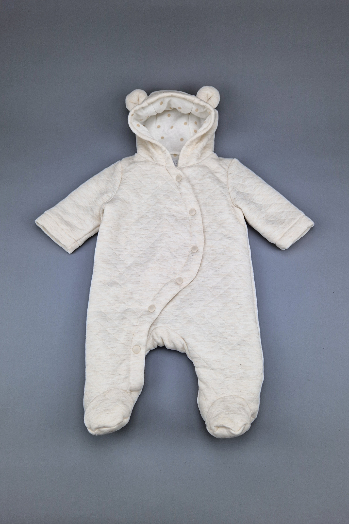 0-3m Quilted Cream Pramsuit 