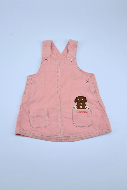 0-3m 'Perfect' Pink Cord Dungaree Dress