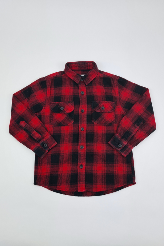 3-4y - Red Plaid Button Up Shirt (Rebel)