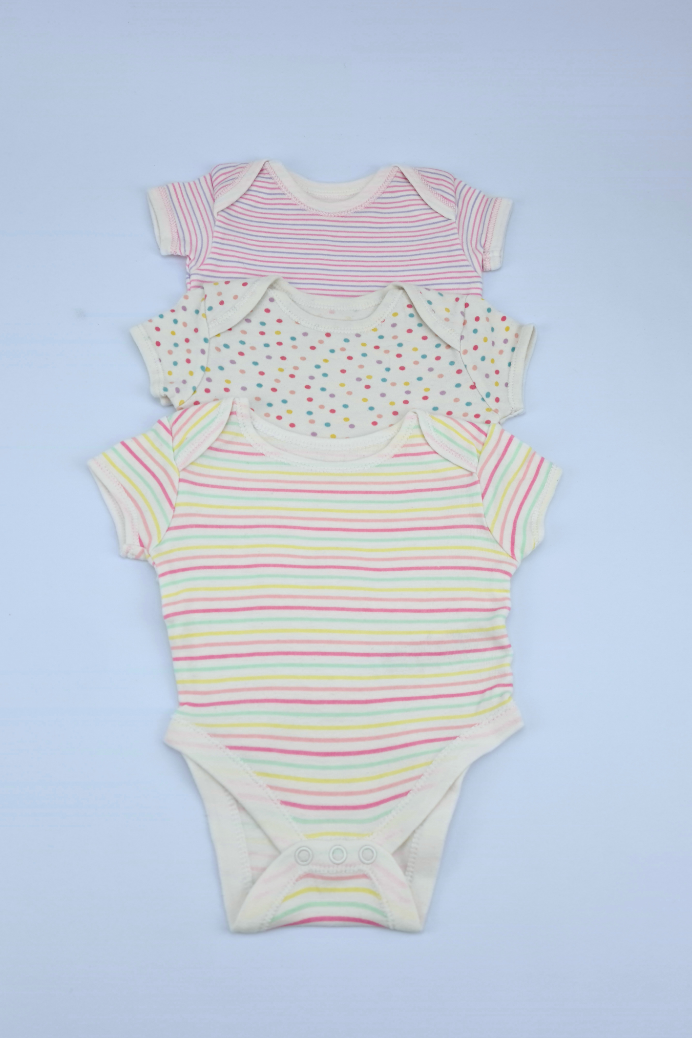 0-3m Pink Striped Bodysuit Pack